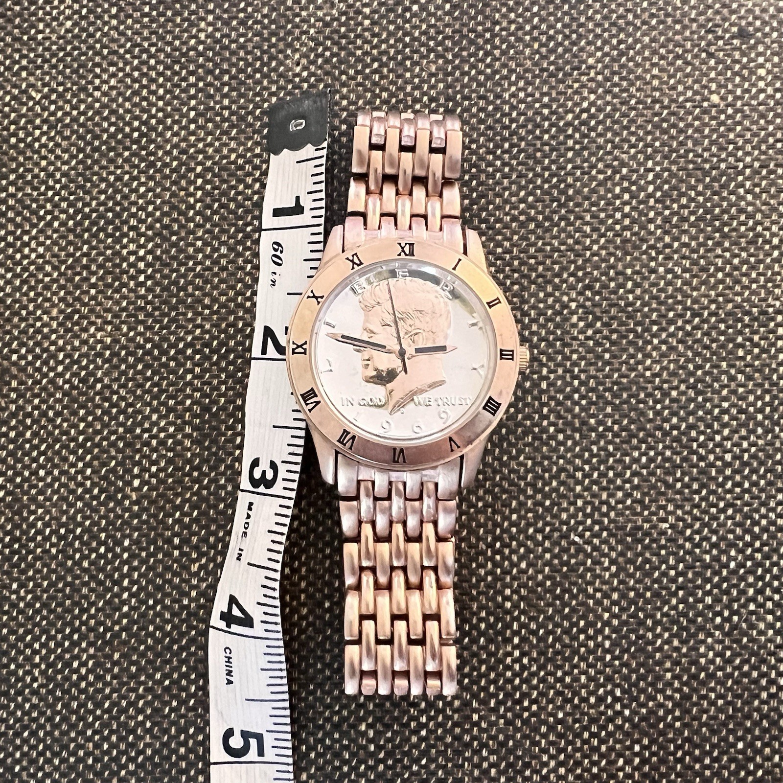 Men’s August Steiner CN004R Quartz Commemorative 1969 Coin Dial Bracelet Watch