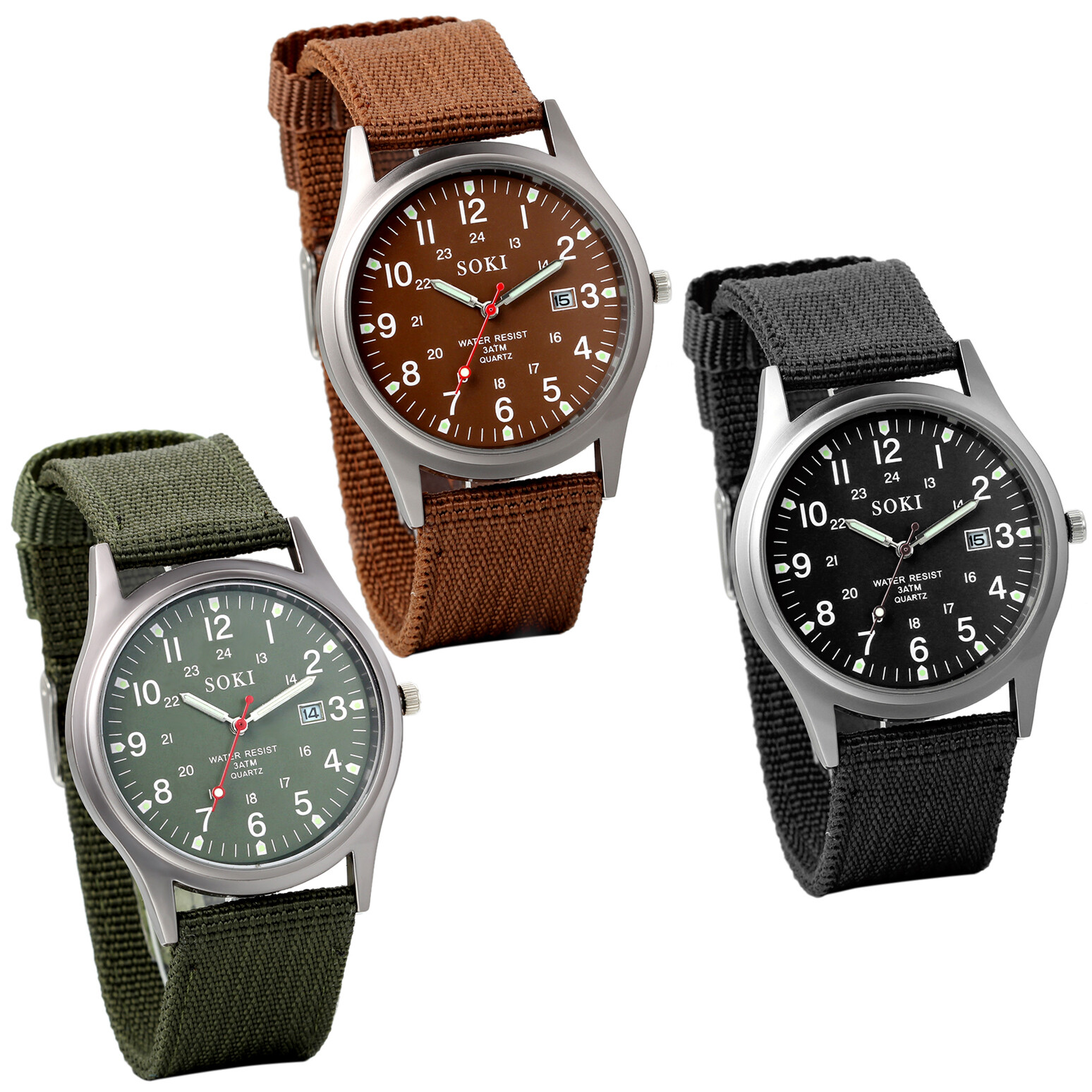 Easy-to-Read Date Leather Strap Watch Calendar Luminous Watch Simple Wristwatch