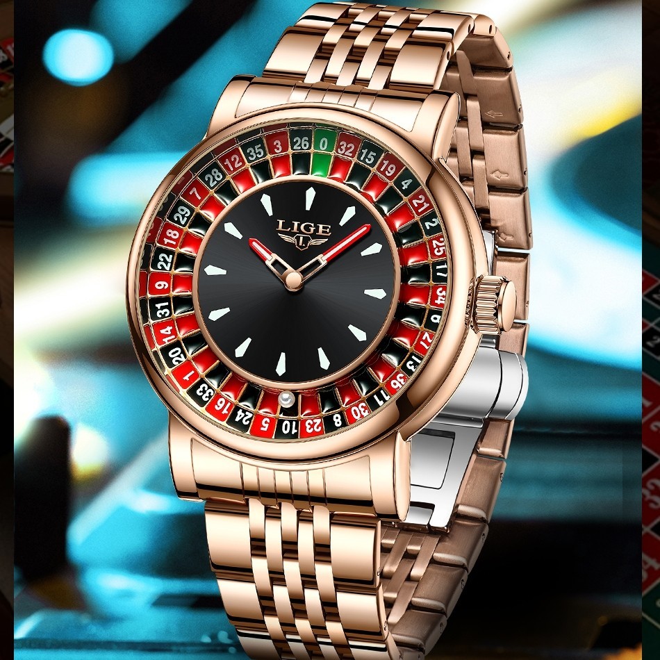 LIGE Men Watch Luminous Quartz Leather Strap Business Wristwatch Waterproof Gift