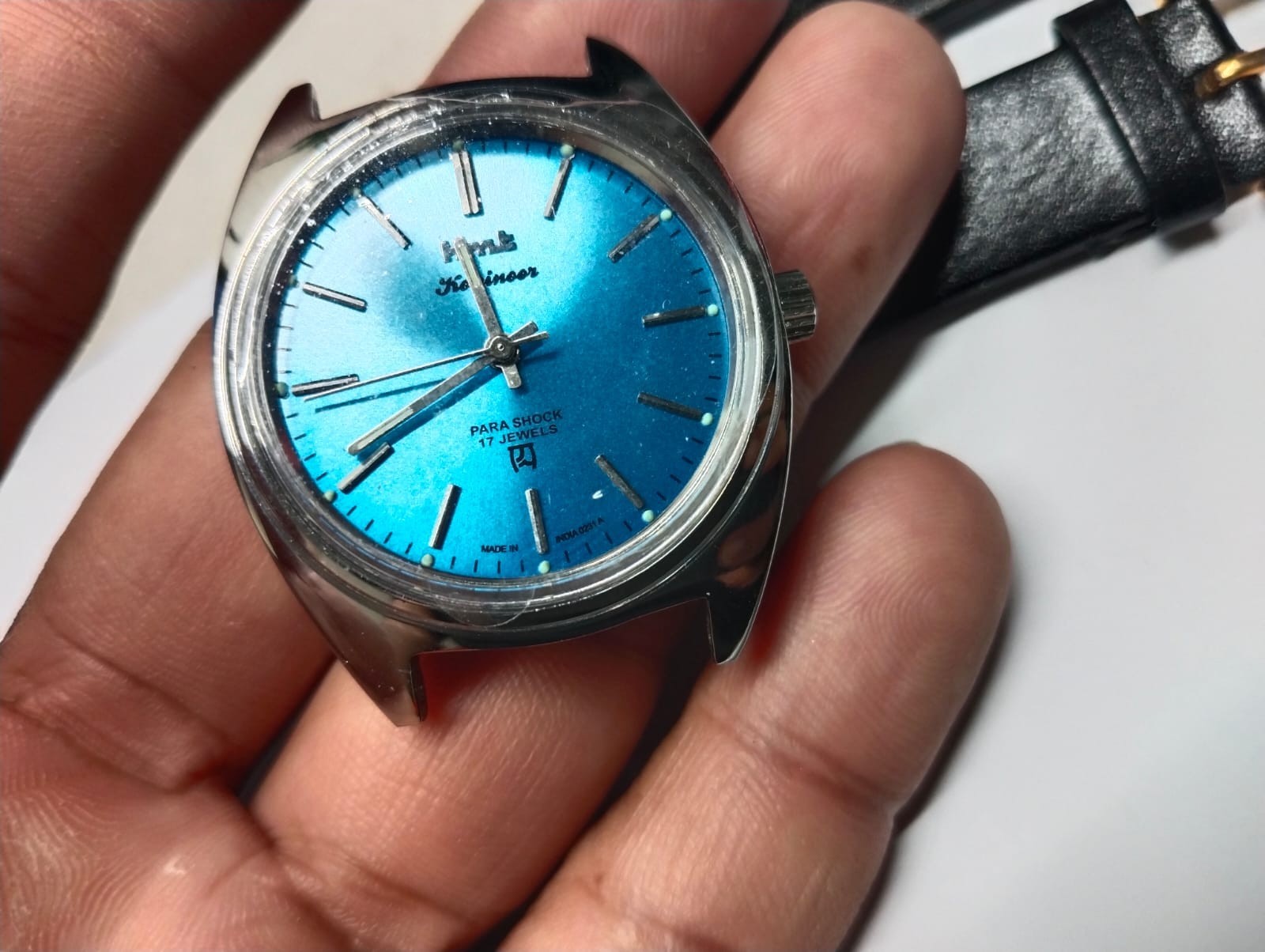 Used HMT Men’s Manual Watch Stealth Black Wrist Watch Blue HMT Kohinoor