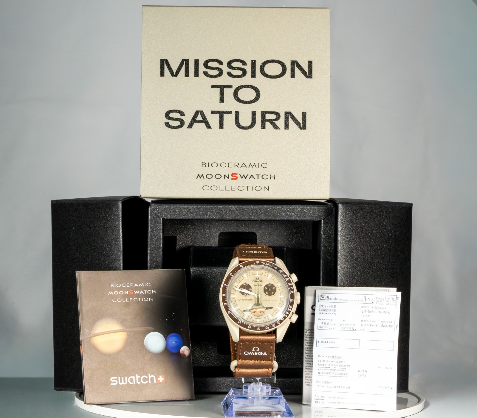 Swatch x Omega Bioceramic Moonswatch Mission To Saturn 42 mm Beige…