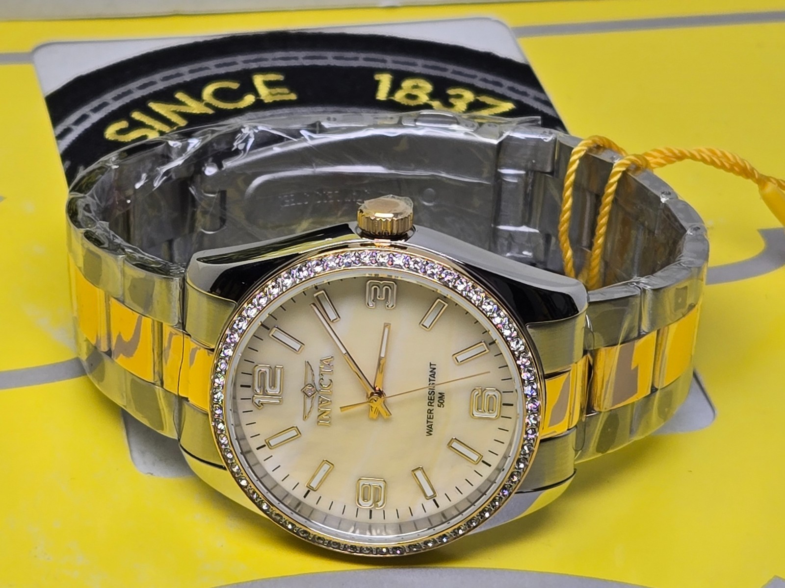 Invicta Specialty Lautus Unisex Watch w/Mother of Pearl, 38mm. Gold, Steel NEW!!