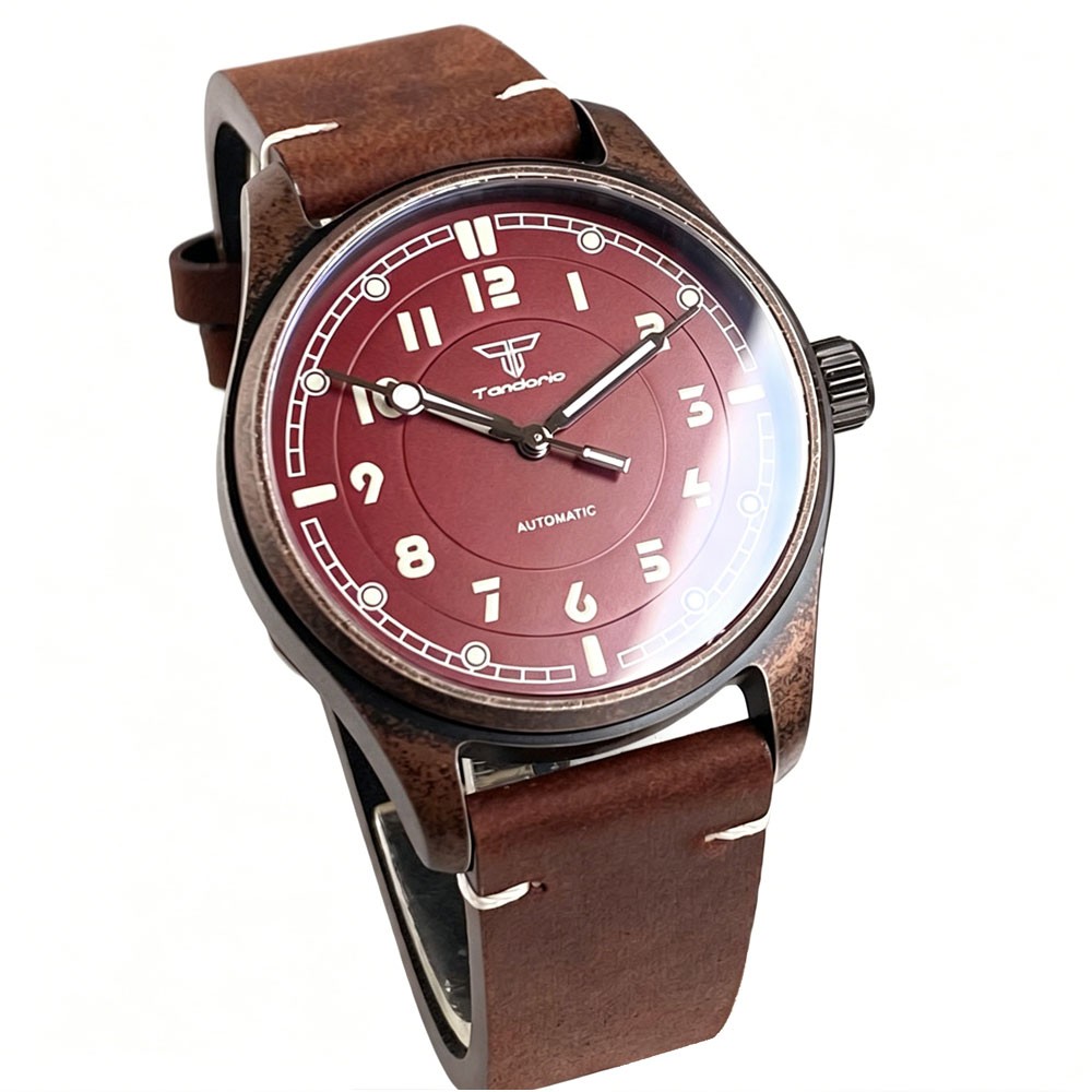 PVD Bronze Case TANDORIO 39mm Military Field Dive NH35 2824 Automatic Watch Men
