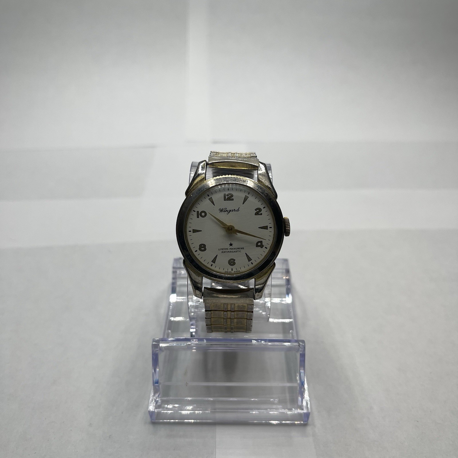 Wingard Mens Vintage Mechanical Watch White Dial Silver Case FULLY WORKING