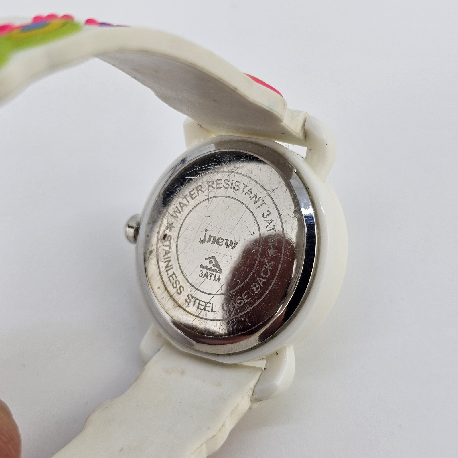 Kids Butterfly Watch 27MM White Dial Multicolor Plastic Bands New Battery