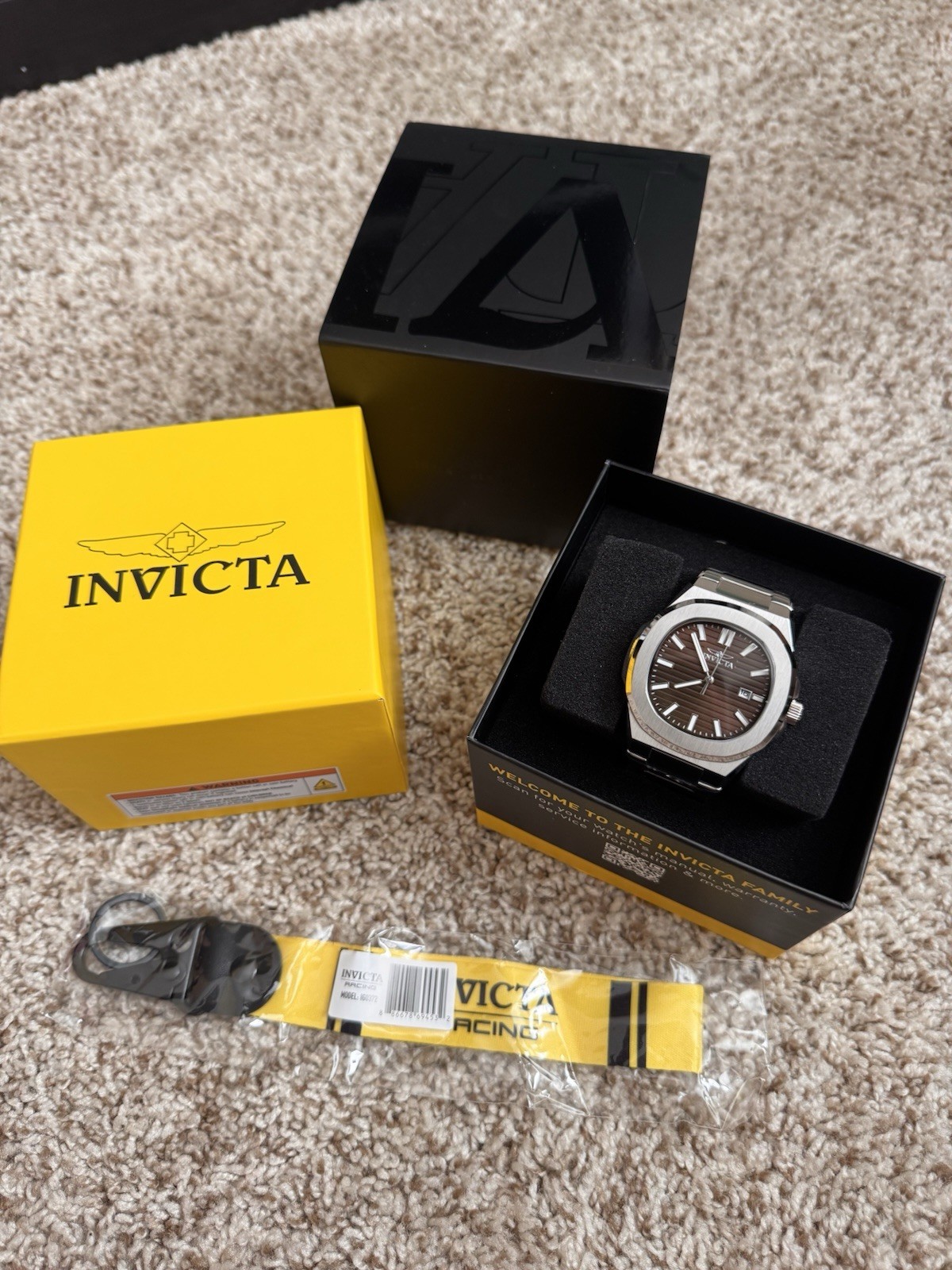 Invicta Racing Men’s Quartz Sport Watch Brown Dial Silver SS Bracelet Date