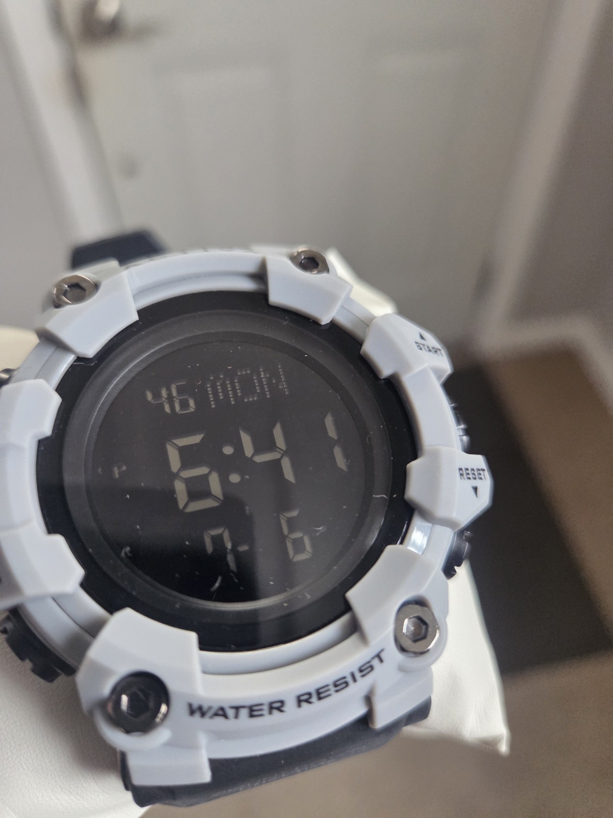 Activa Digital Quartz Sport Wristwatch Black Resin Strap White Case w/ Box
