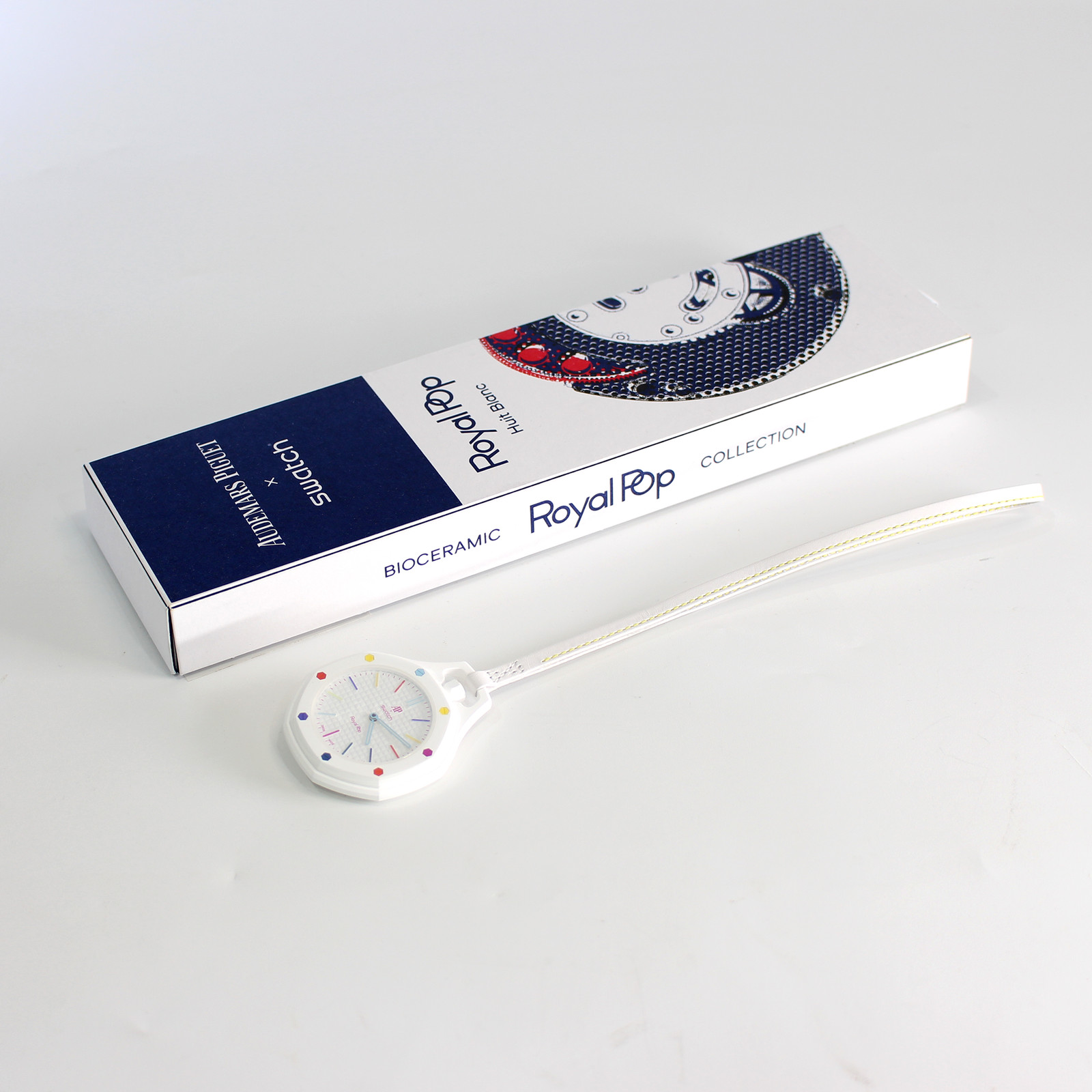 AP Swatch Royal Pop HUIT BLANC Bio-ceramic Pocket Watch SSX03W100N Audemars Pigu