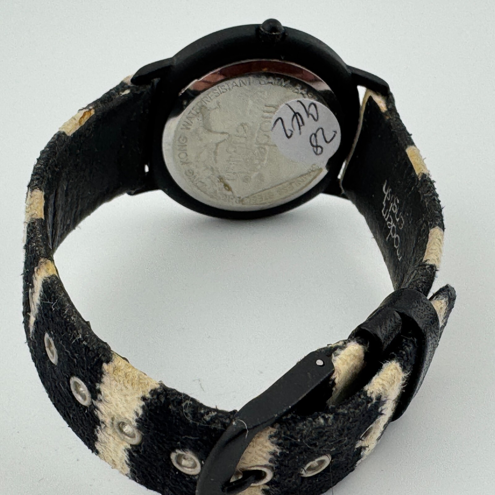 Modern English Quartz Watch Afrique Unisex Black Leather Japan Analog New Batter