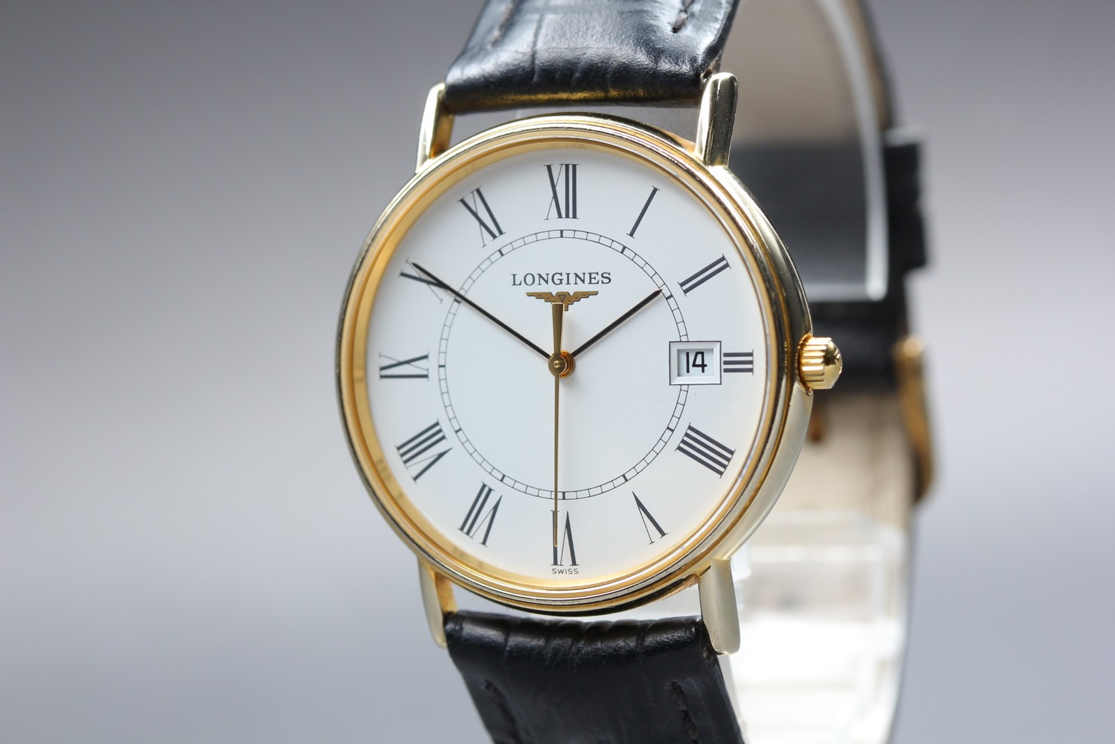 [ Near MINT ] LONGINES L4.720.2 32mm White Roman dial Date Quartz Men’s Watch