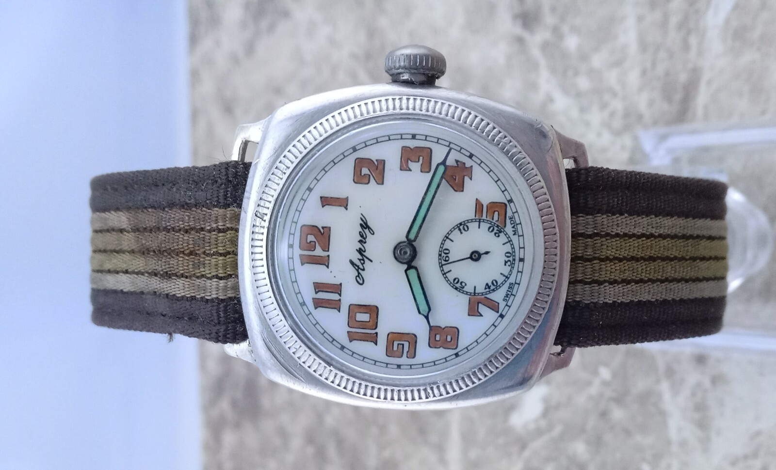 WW1 Trench Military Officers Silver Asprey Oyster-Type Case WristWatch 1918