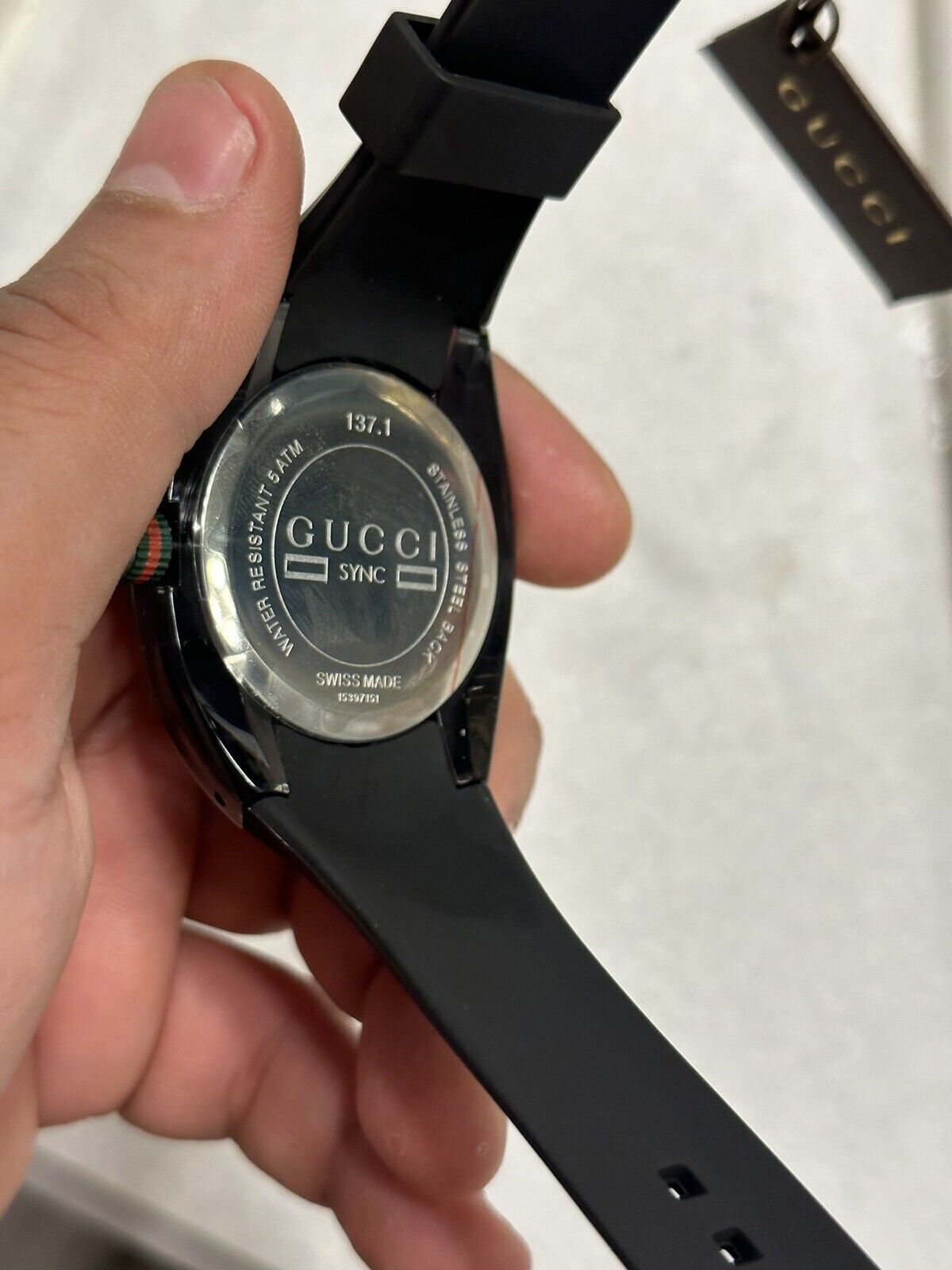 New Gucci Sync XXL YA137101 Black Rubber Band Black Dial Unisex Watch