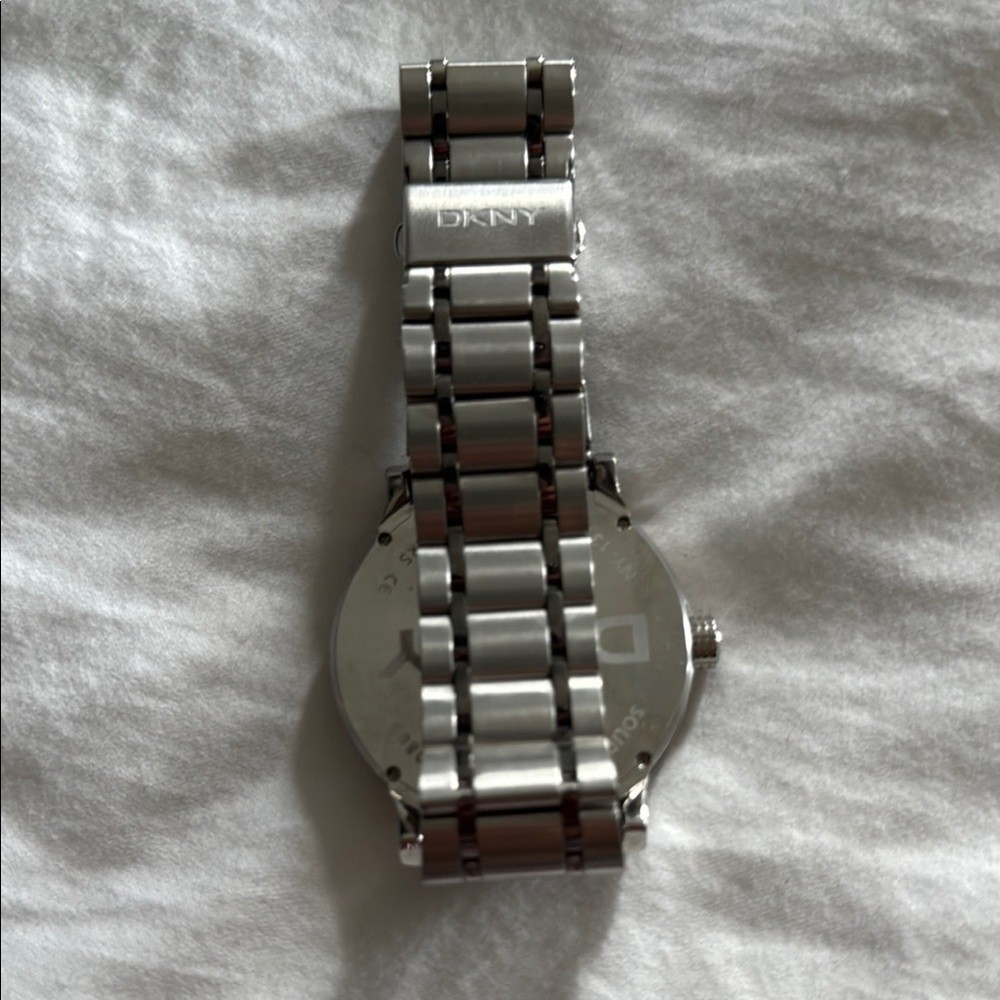 DKNY Silver Tone Watch with White Dial