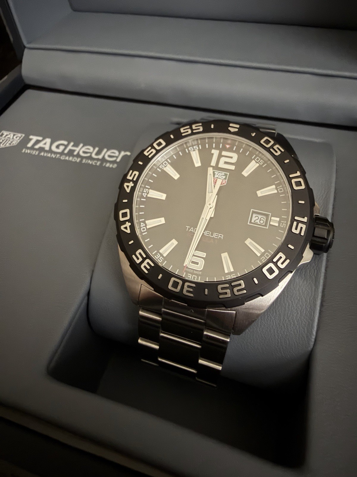 TAG Heuer Formula 1 41mm Quartz Black Dial Date 200m Box Papers Extra Strap