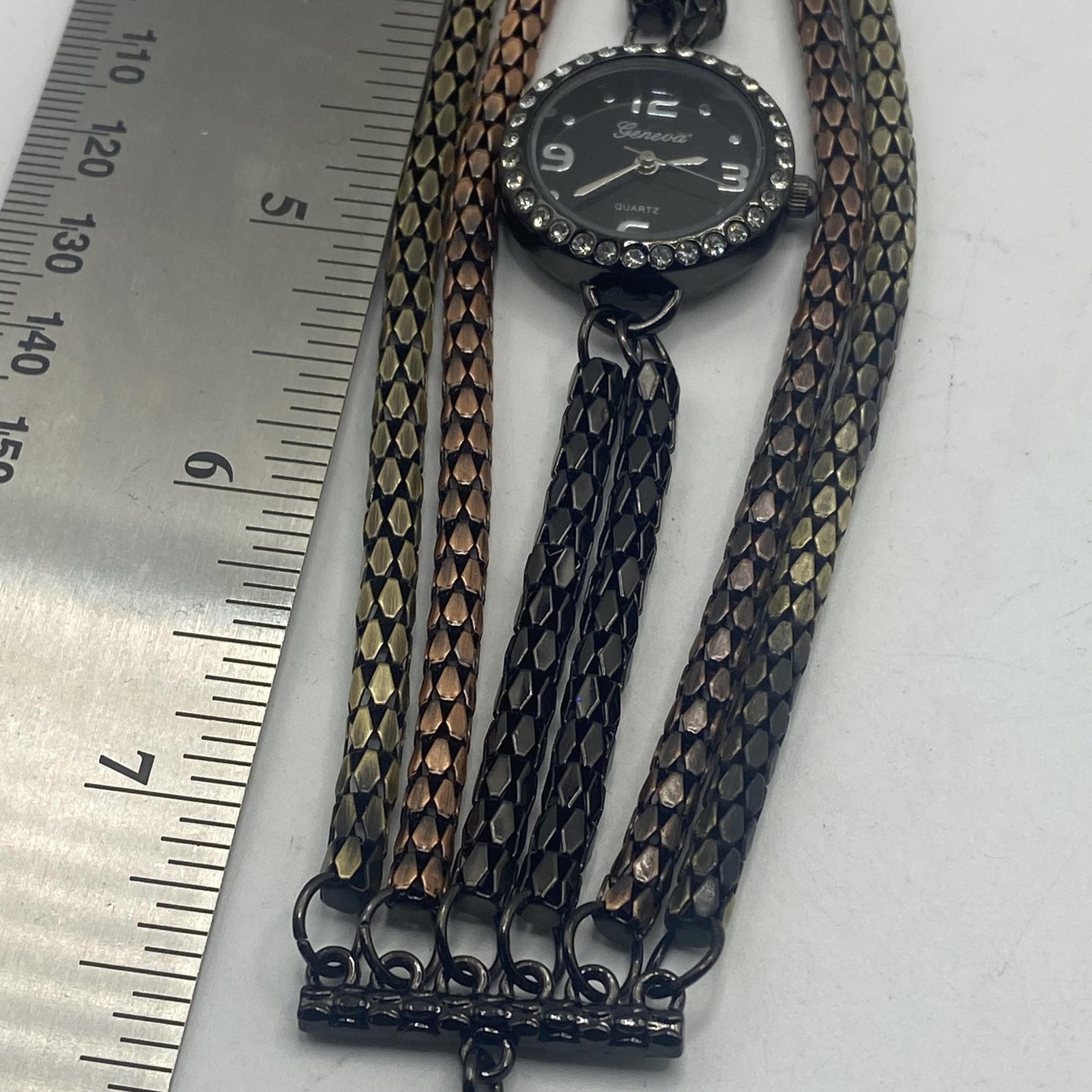 Geneva Womens Multicolor Bracelet Watch Black Dial Quartz 25mm 2156 Crystal