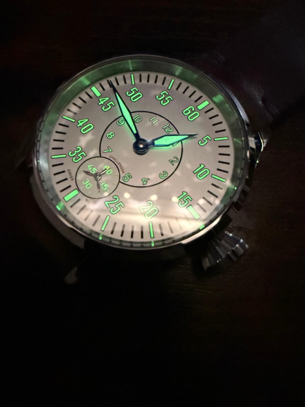 Pilot Challenger Arctic Watch Rare Swiss made ETA 6498 movement handmade Strap