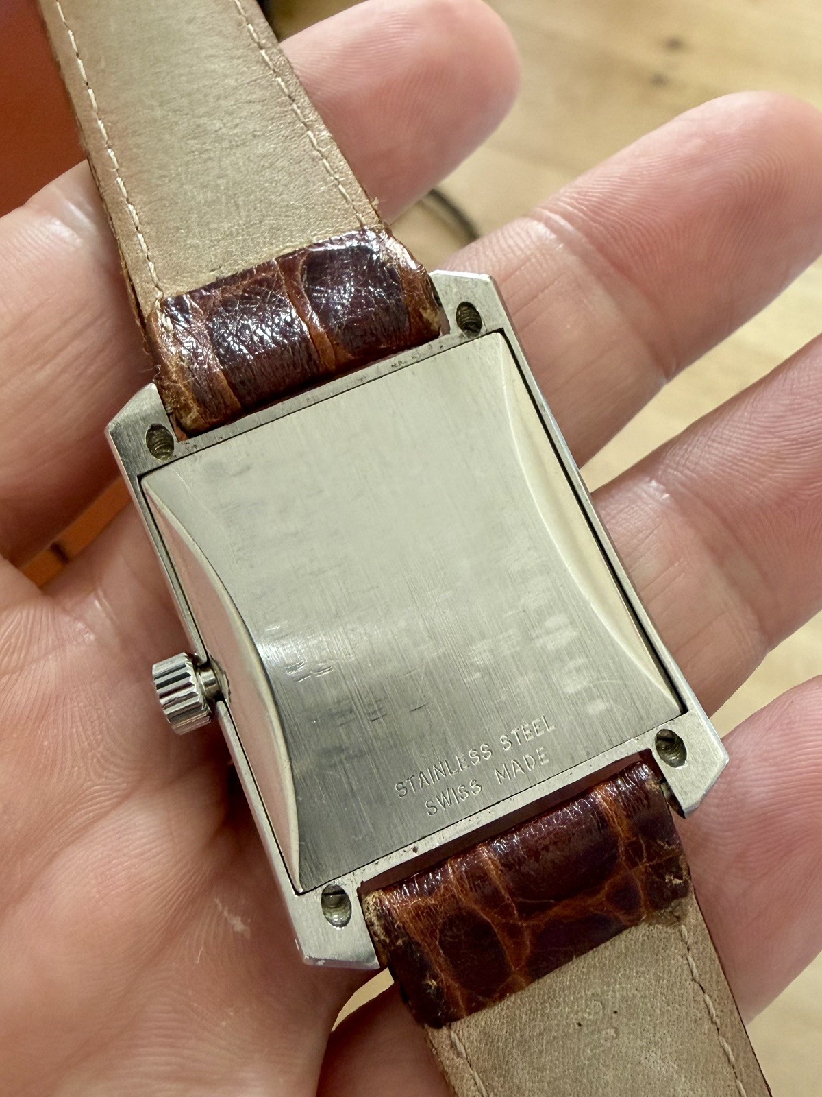 INVICTA Vintage Swiss Jumbo Clamshell Tank Manual Wind Unpolished Steel