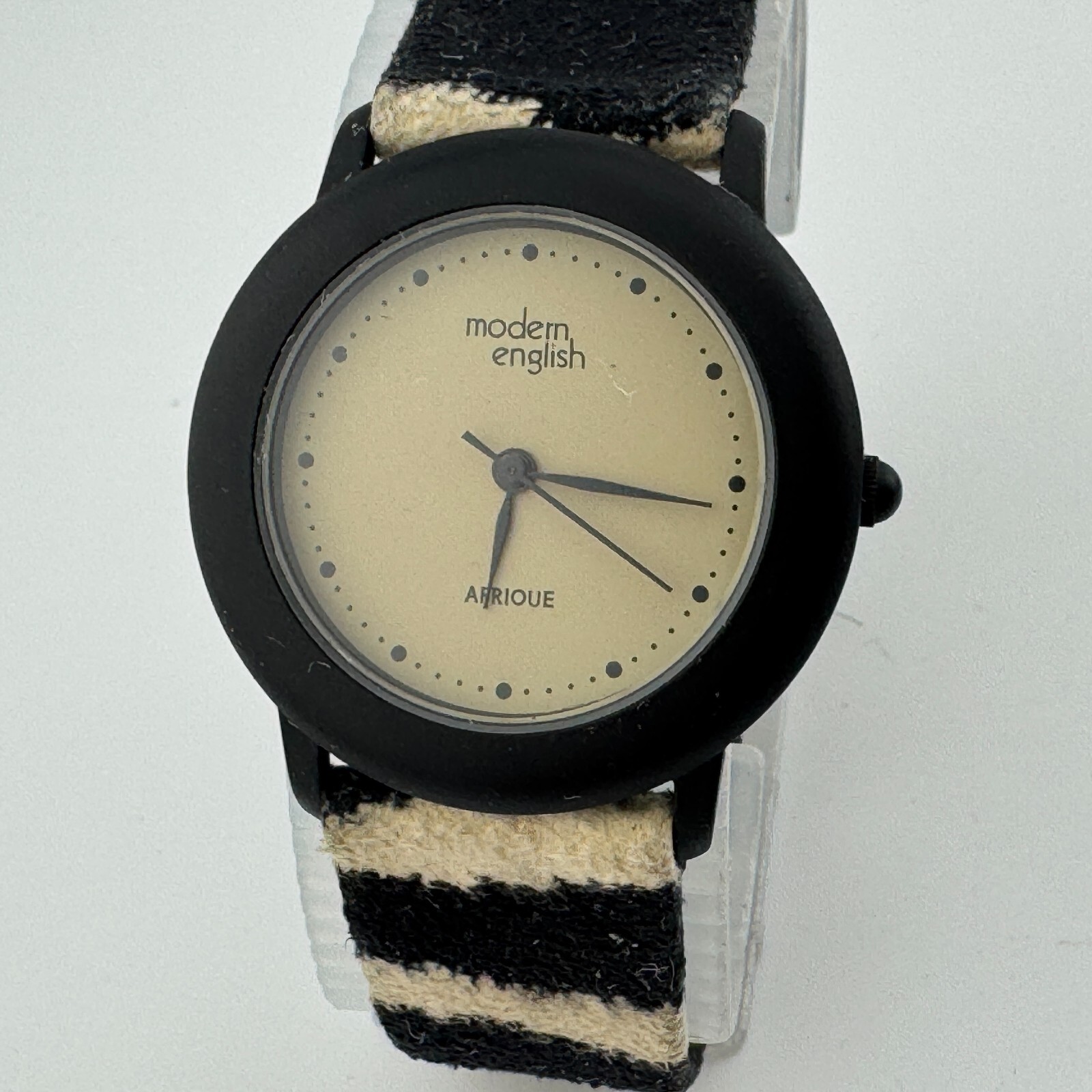 Modern English Quartz Watch Afrique Unisex Black Leather Japan Analog New Batter