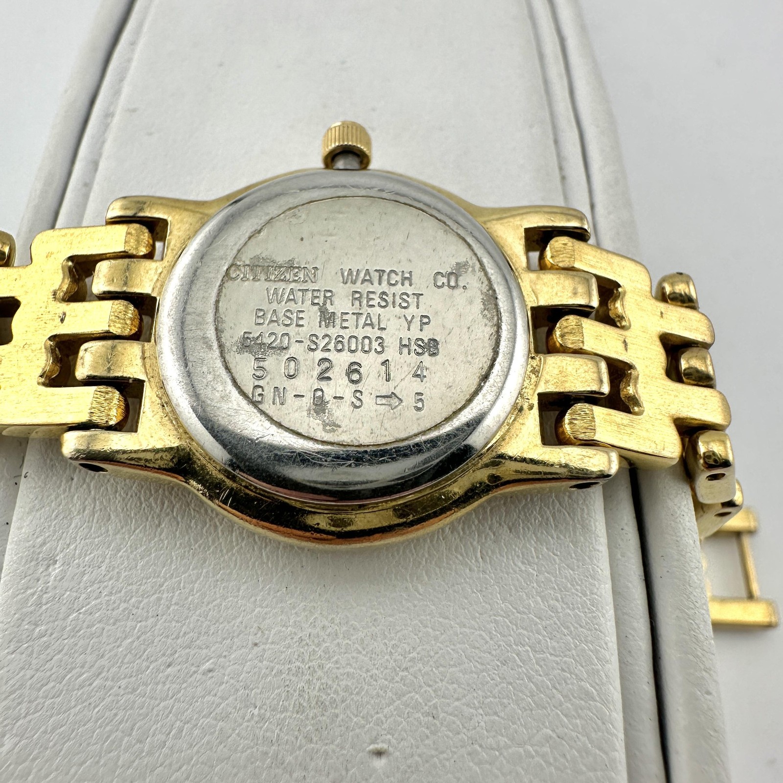 Scratched Citizen Womens Watch 21mm Black Dial Gold Case Bracelet, Size 7.3″