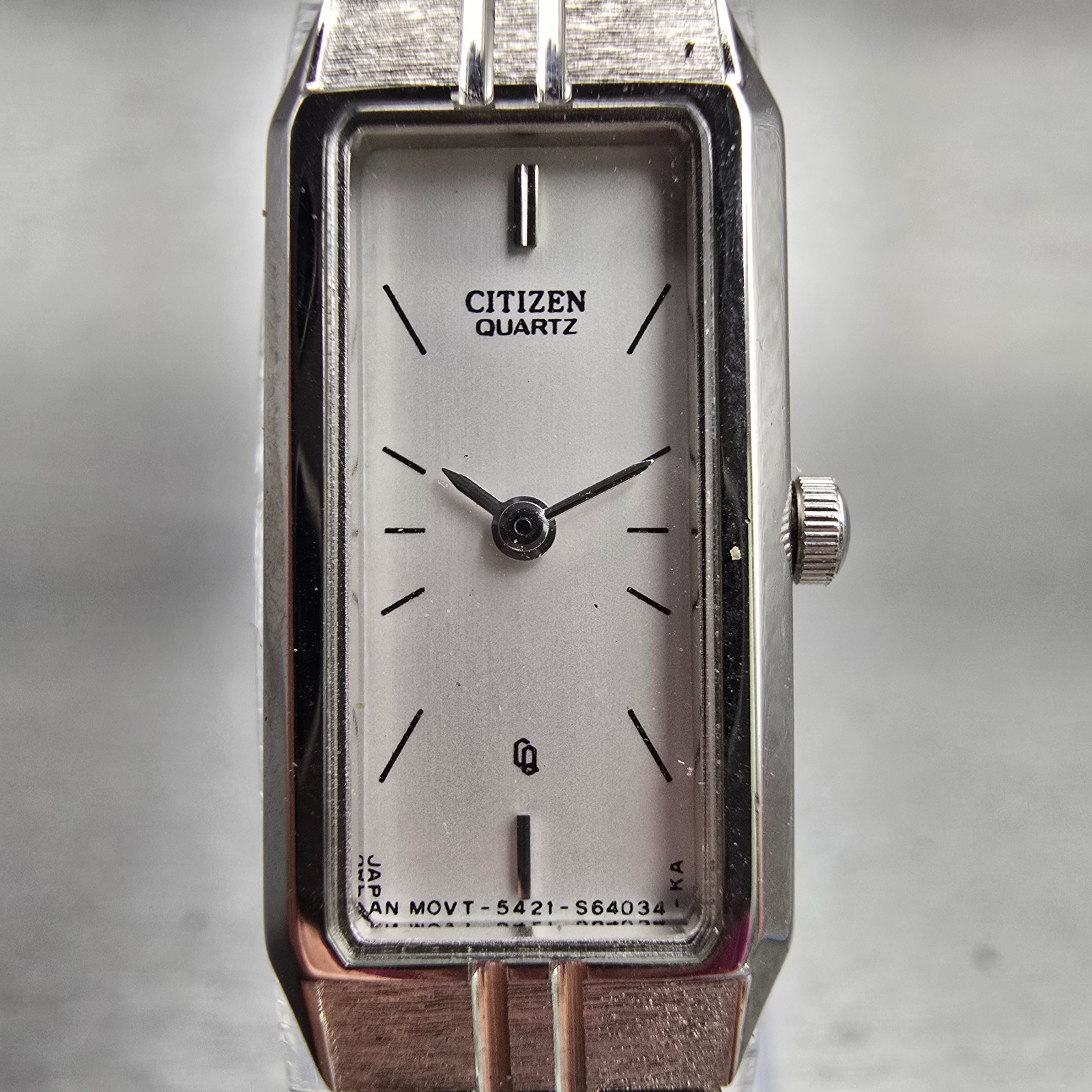 Citizen CQ Watch Women 13mm White Dial Silver Tone Rectangle 5421-S22393 New Bat