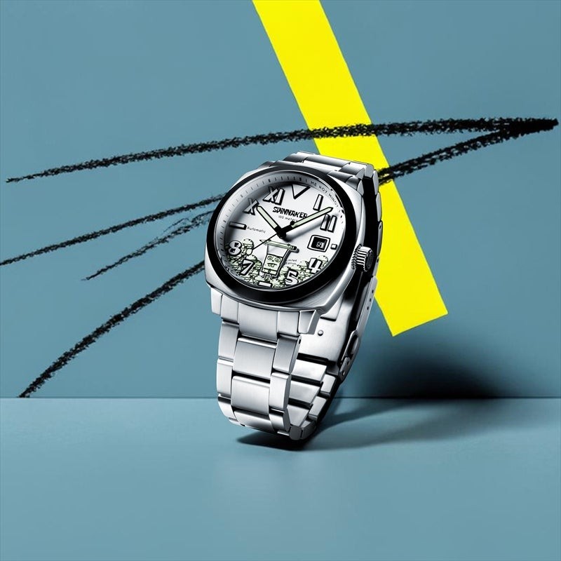 Spinnaker SP-5174-11 SpongeBob DoodleBob Auto White Dial 42mm SS Bracelet Watch