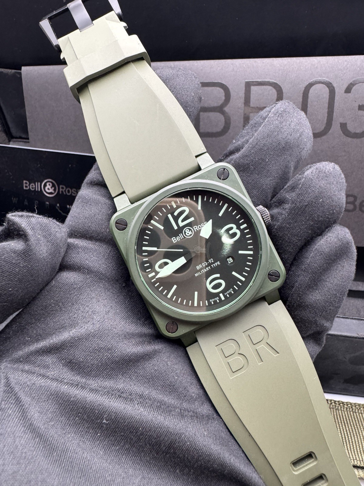 Bell & Ross Men’s BR 03-92 Military/Aviation Type Automatic Watch, Green B&P