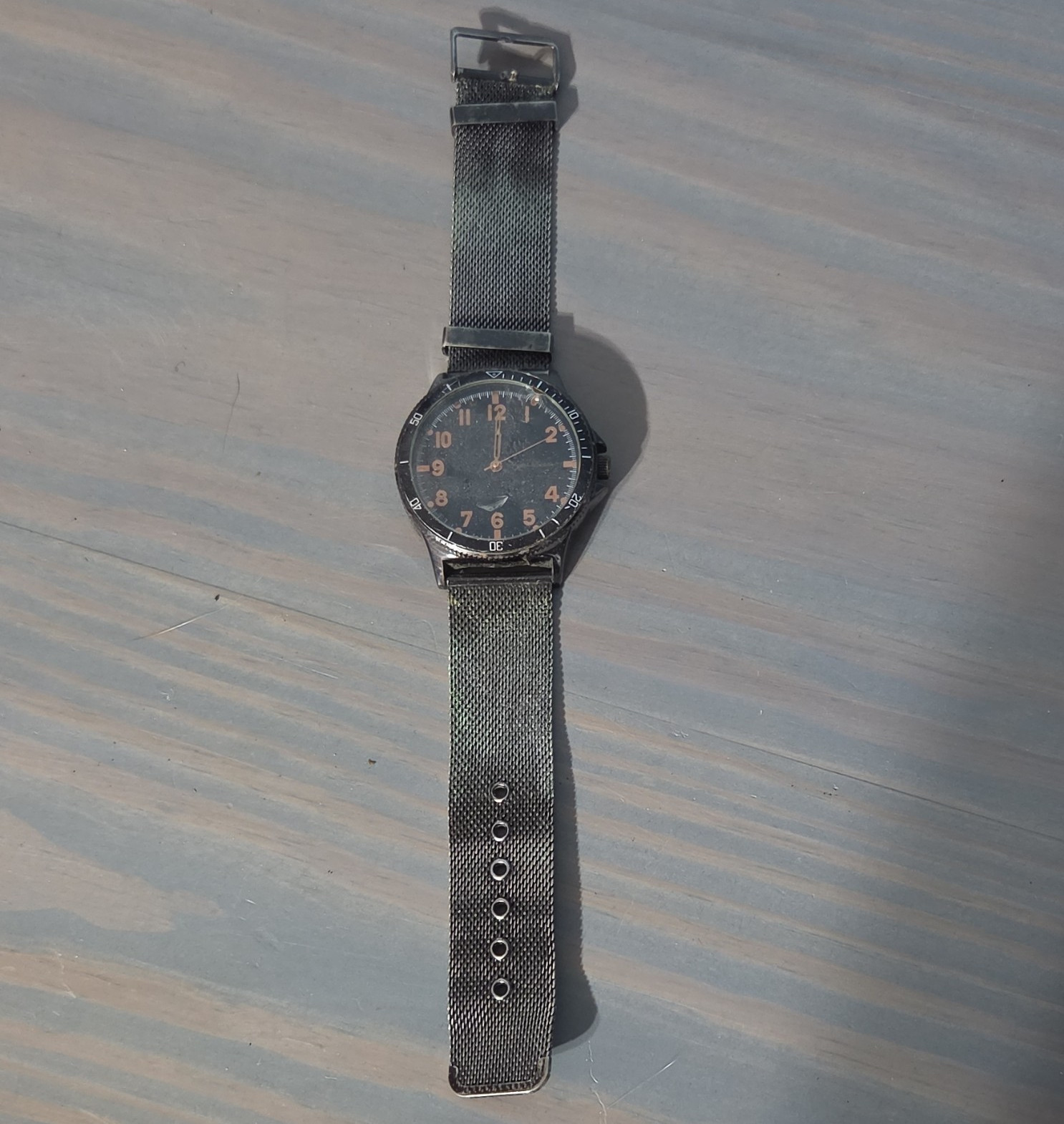 English Laundry Analog Quartz Watch Black Dial Silver SS Mesh Band 30m