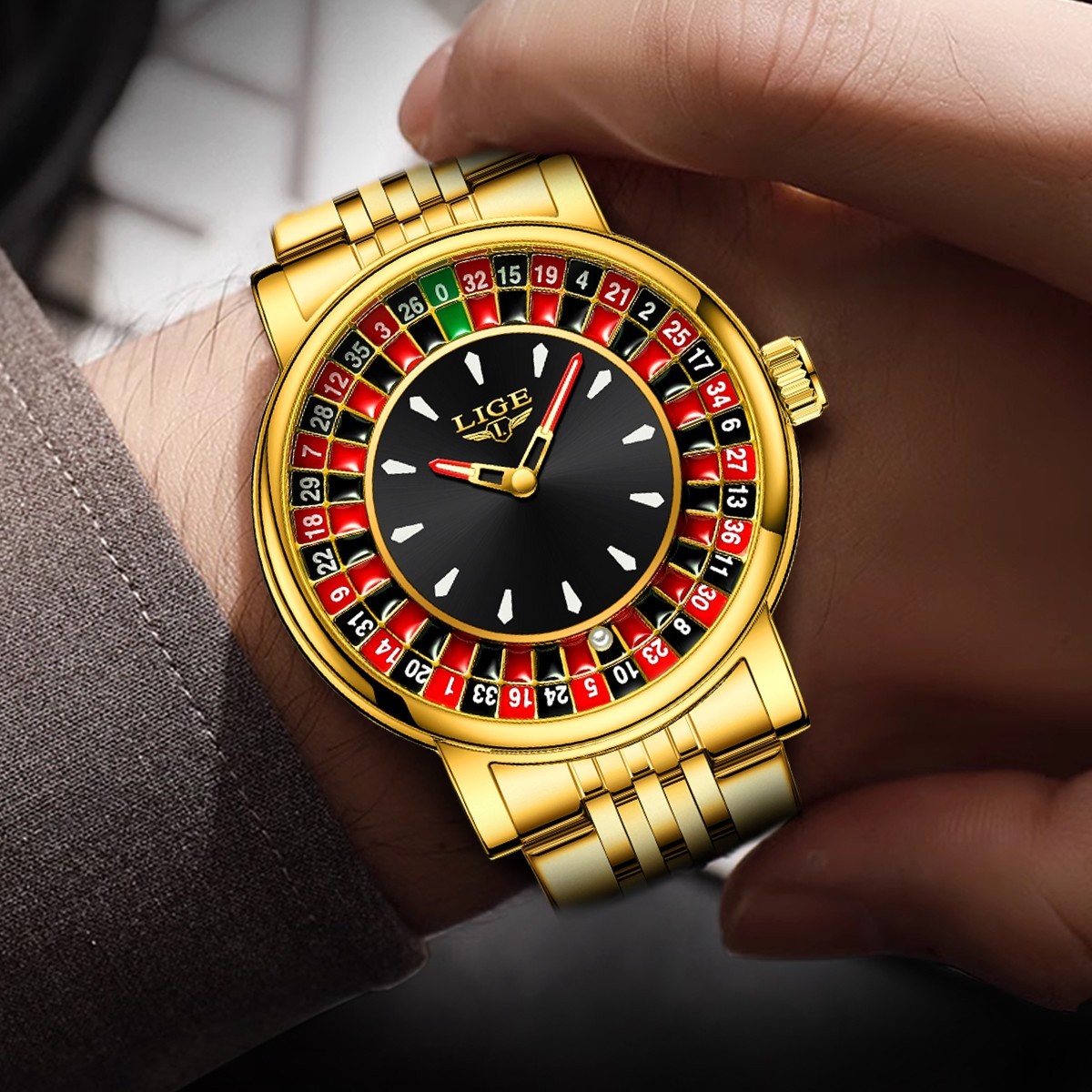 LIGE Men Watch Luminous Quartz Leather Strap Business Wristwatch Waterproof Gift