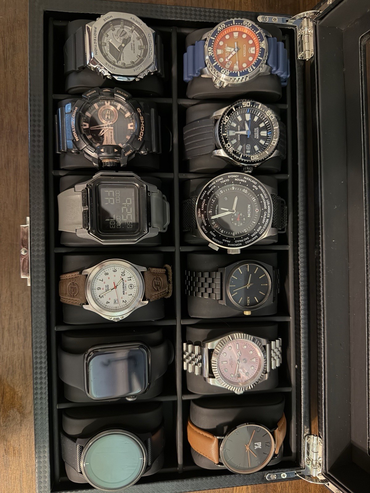 Lot of 12 Men’s Assorted Watches – Citizen, Nixon, G Shock, Apple, Garmin, Timex