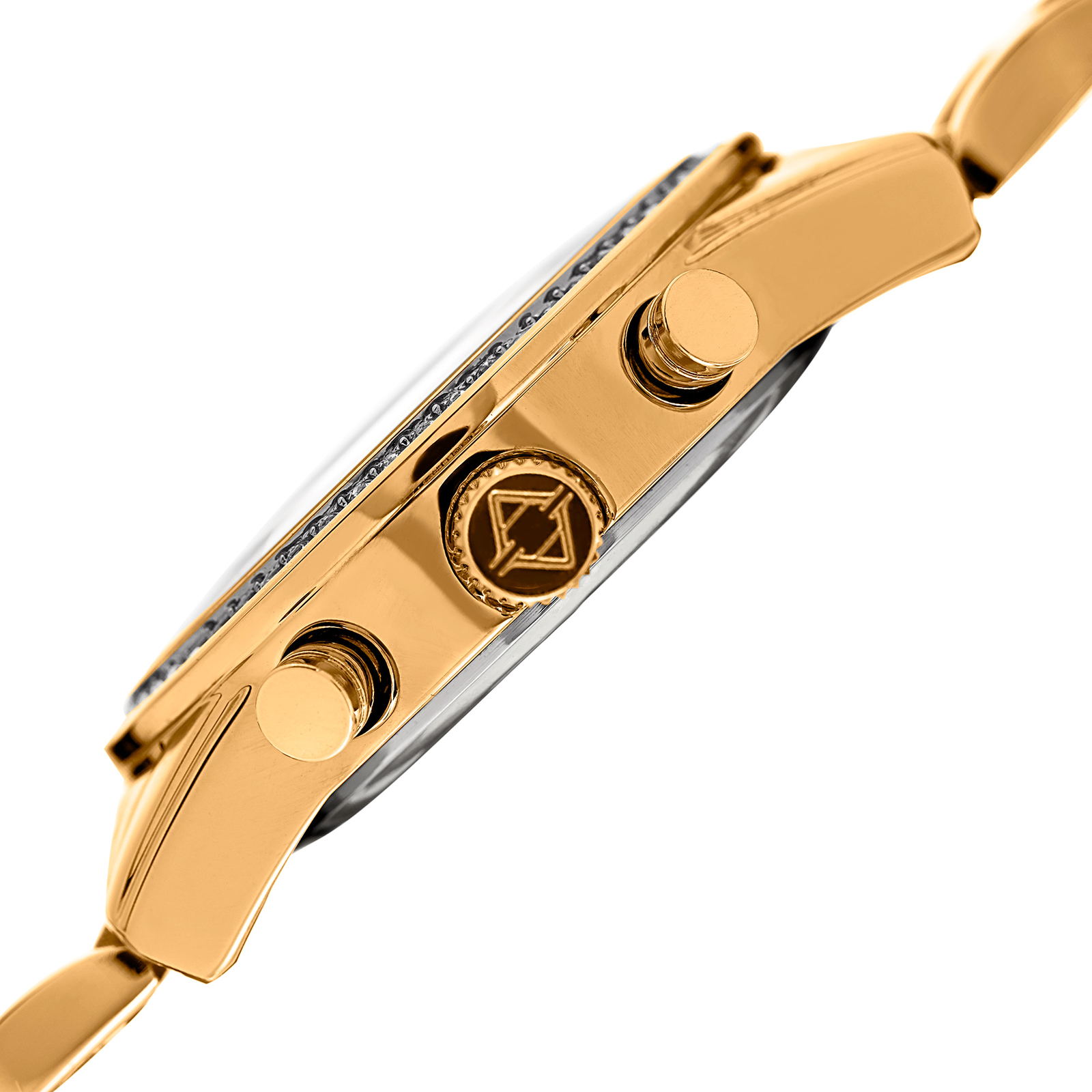 Women’s Akribos XXIV AK926YG Multi-Function Pave Dial Gold Steel Bracelet Watch