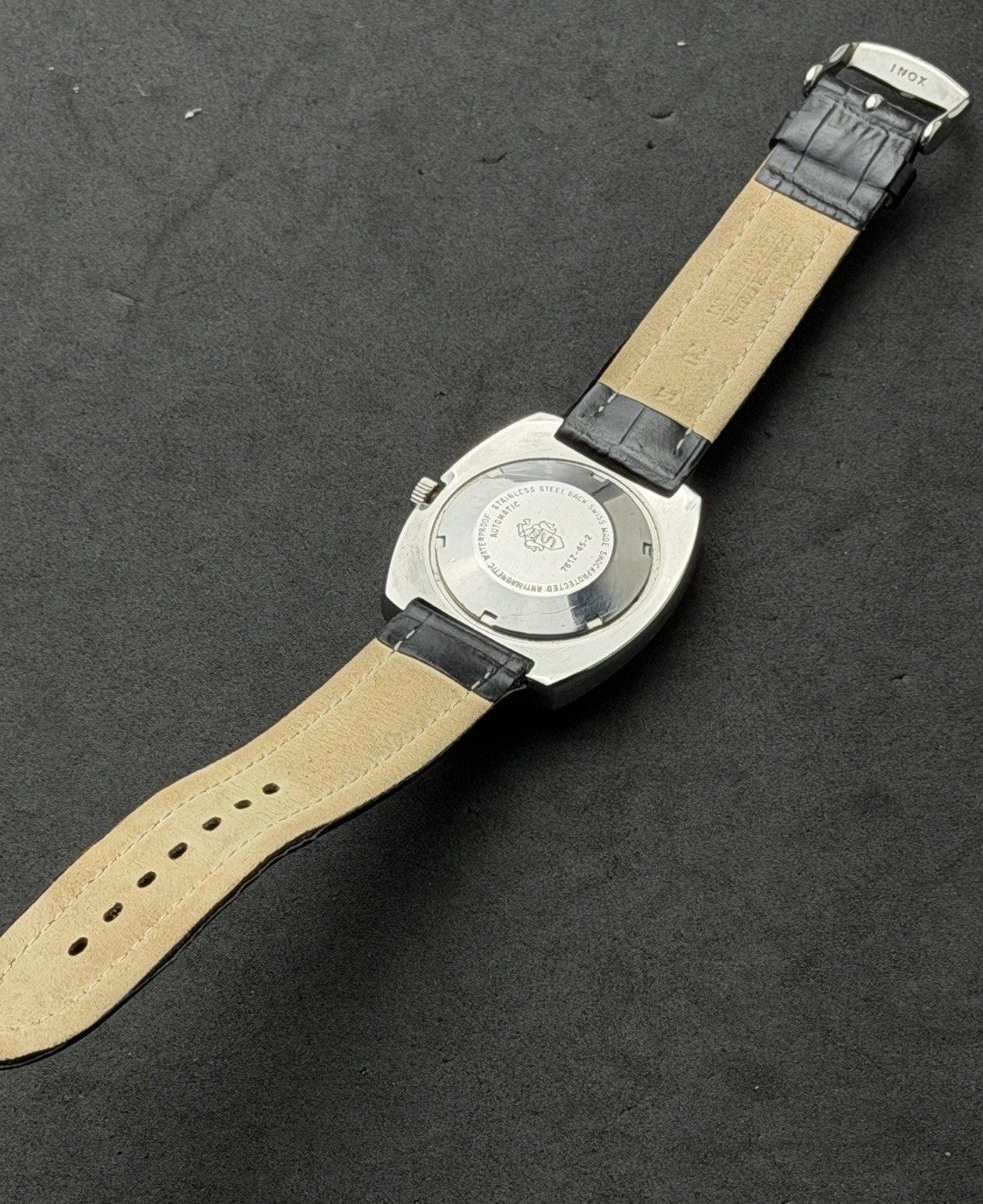 Vtg 1976 SANDOZ Day Date Men’s 40mm Automatic Watch 25 Jewels Steel Cream Dial