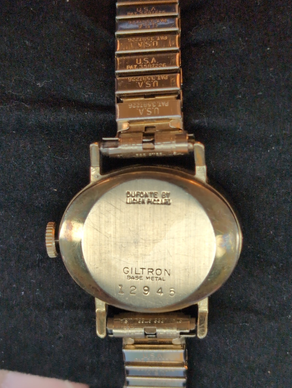 Lucien Piccard Dufonte Watch Women 16mm Champagne Dial Gold Tone Oval New BattA1