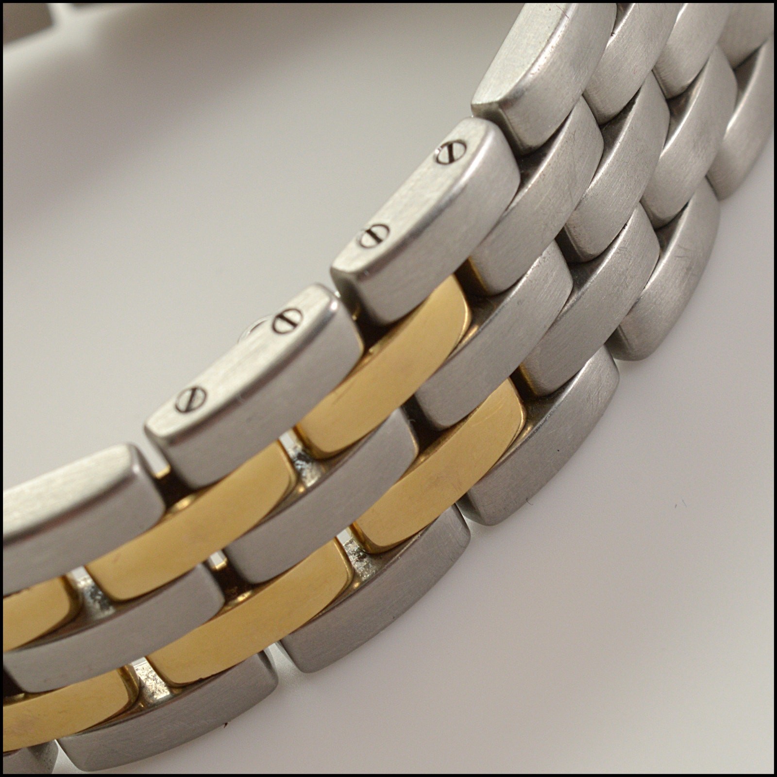 RDC15364 CARTIER 18k Yellow Gold/Steel Medium 2 Row Panthere 27mm Watch