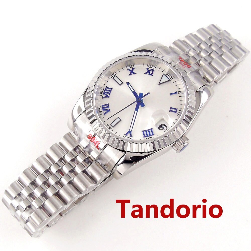 36mm/39mm Silver Sunburst Dial Fluted Bezel Sapphire Glass NH35 PT5000 Men Watch