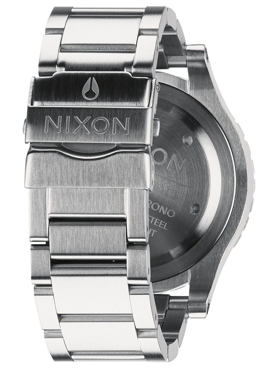 NEW Authentic Nixon 48-20 Chrono Black Dial Brushed Steel Men’s Watch A486-000