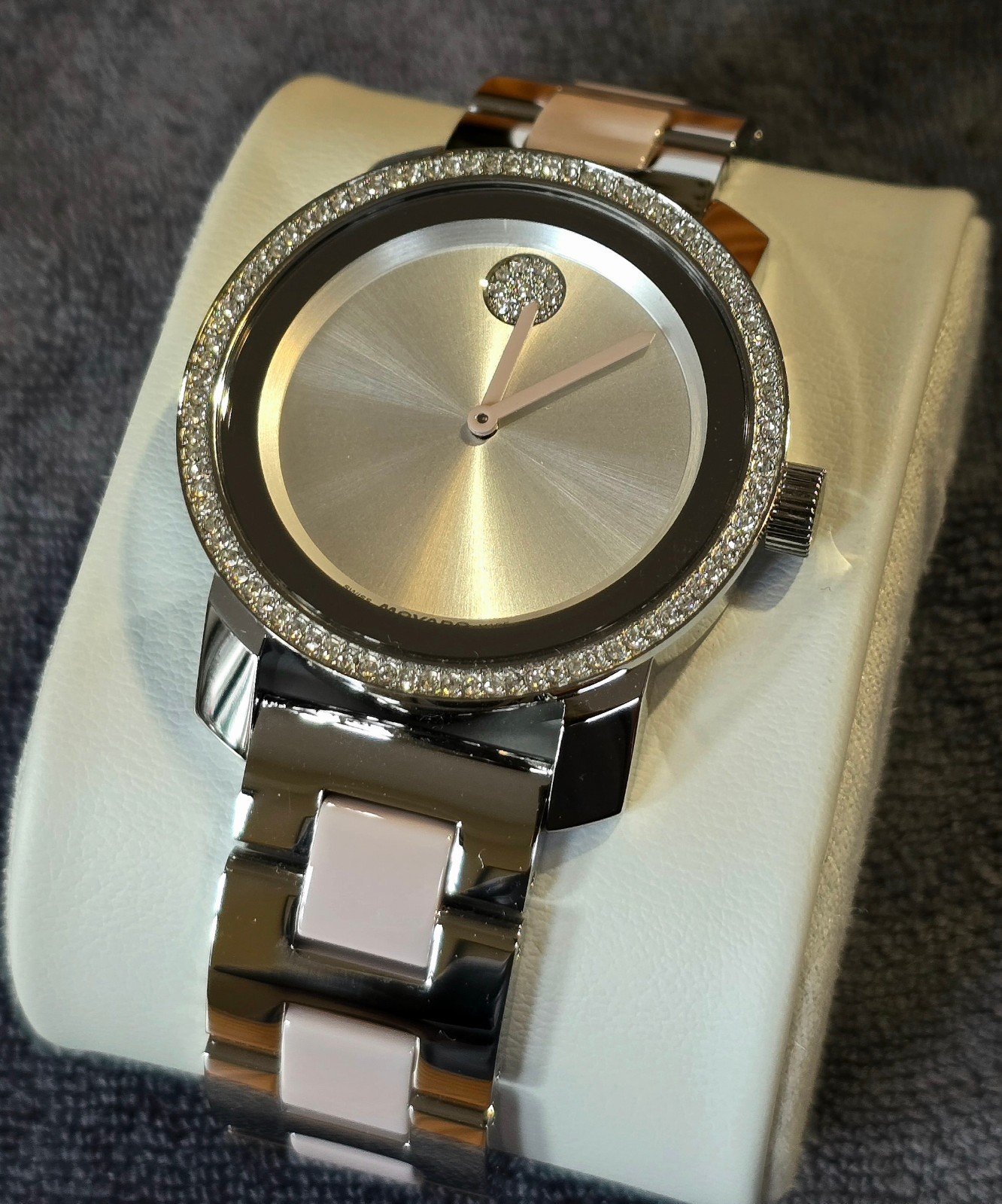 Movado Women’s Watch, $995 MSRP, Swiss, Ceramic, Crystals, 36 mm, Bold, 3600881