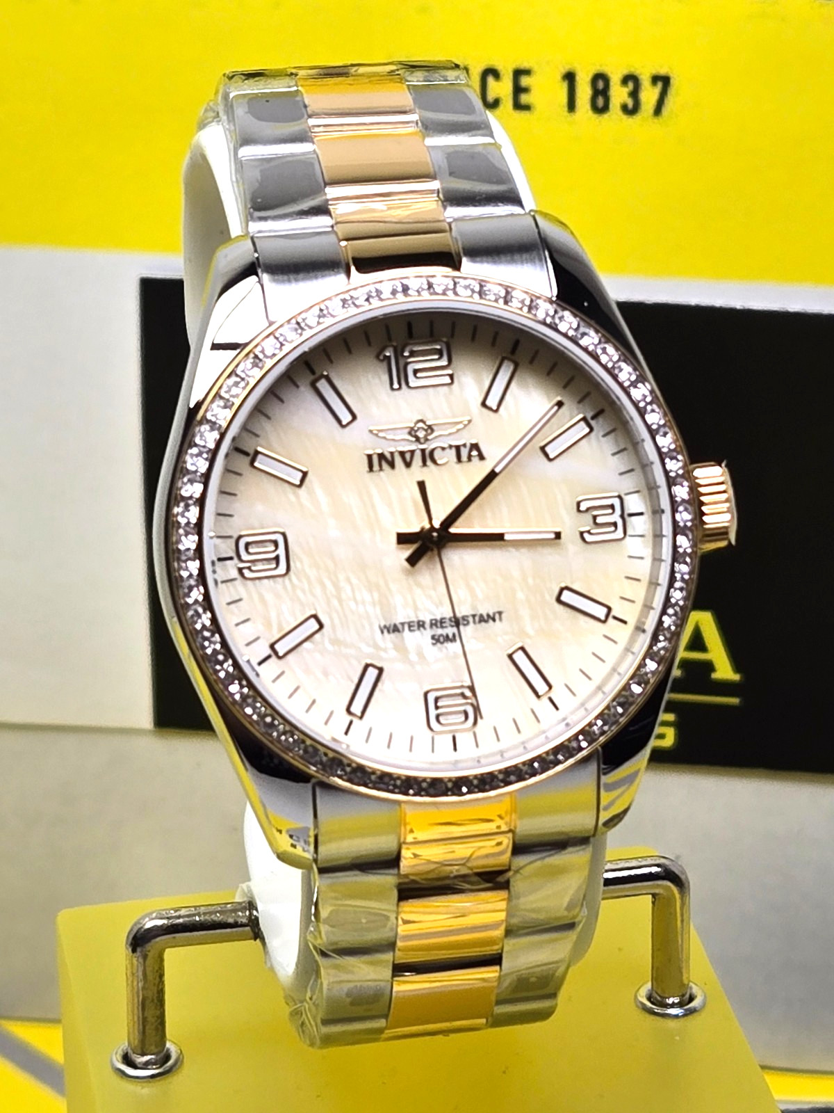 Invicta Specialty Lautus Unisex Watch w/Mother of Pearl, 38mm. Gold, Steel NEW!!