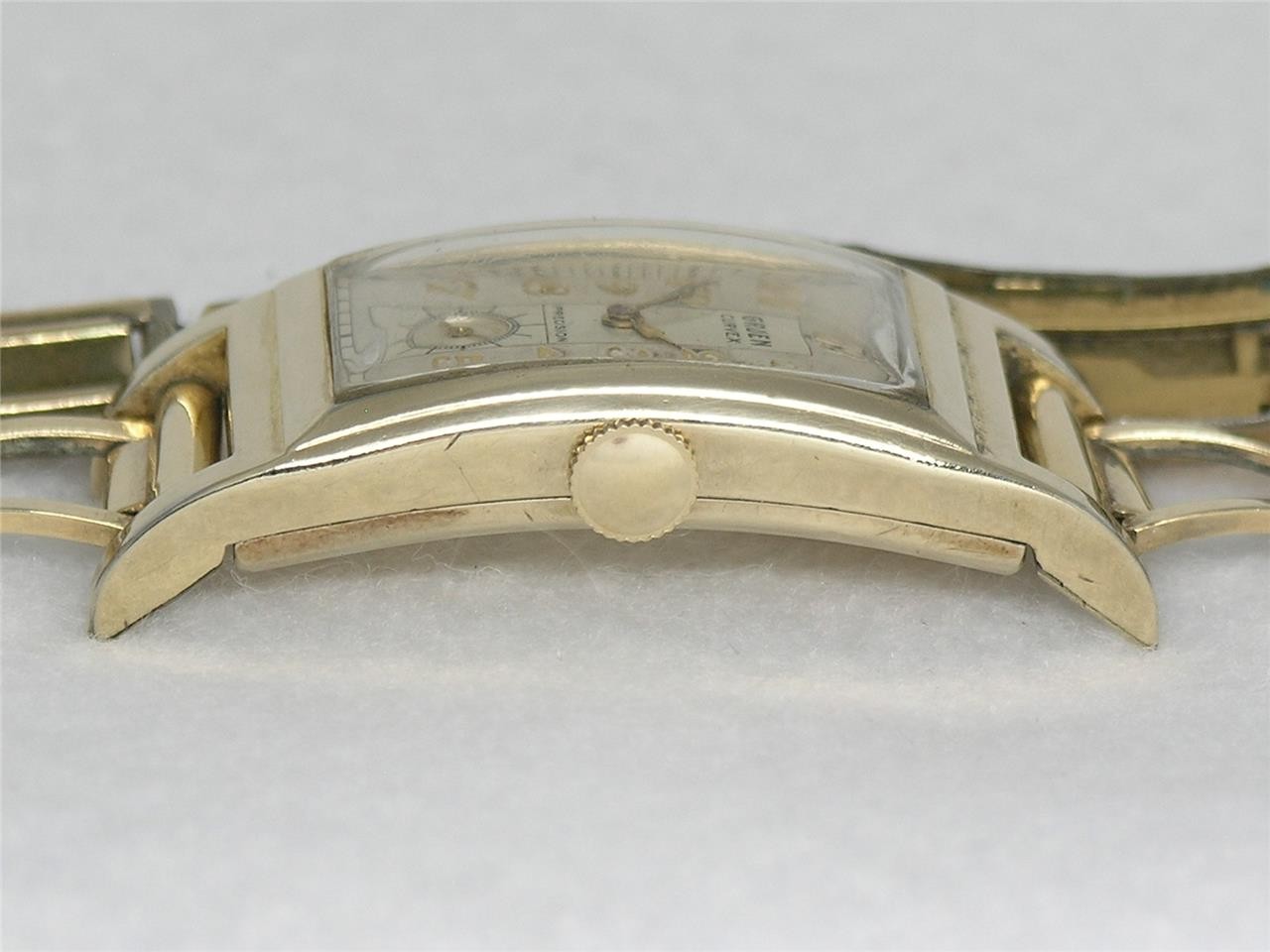 VINTAGE HUGE 47MM 14K GOLD FILLED GRUEN CURVEX WRISTWATCH, SIGNED 3X, SERVICED!