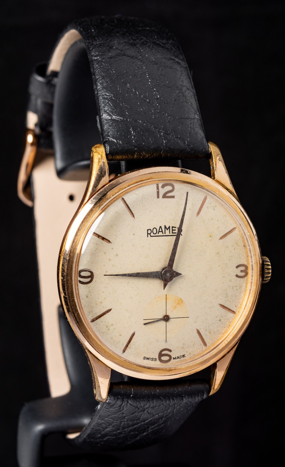 Roamer Champagne Dial Rose Gold Men’s Hand-Wind Vintage Swiss Watch — Working