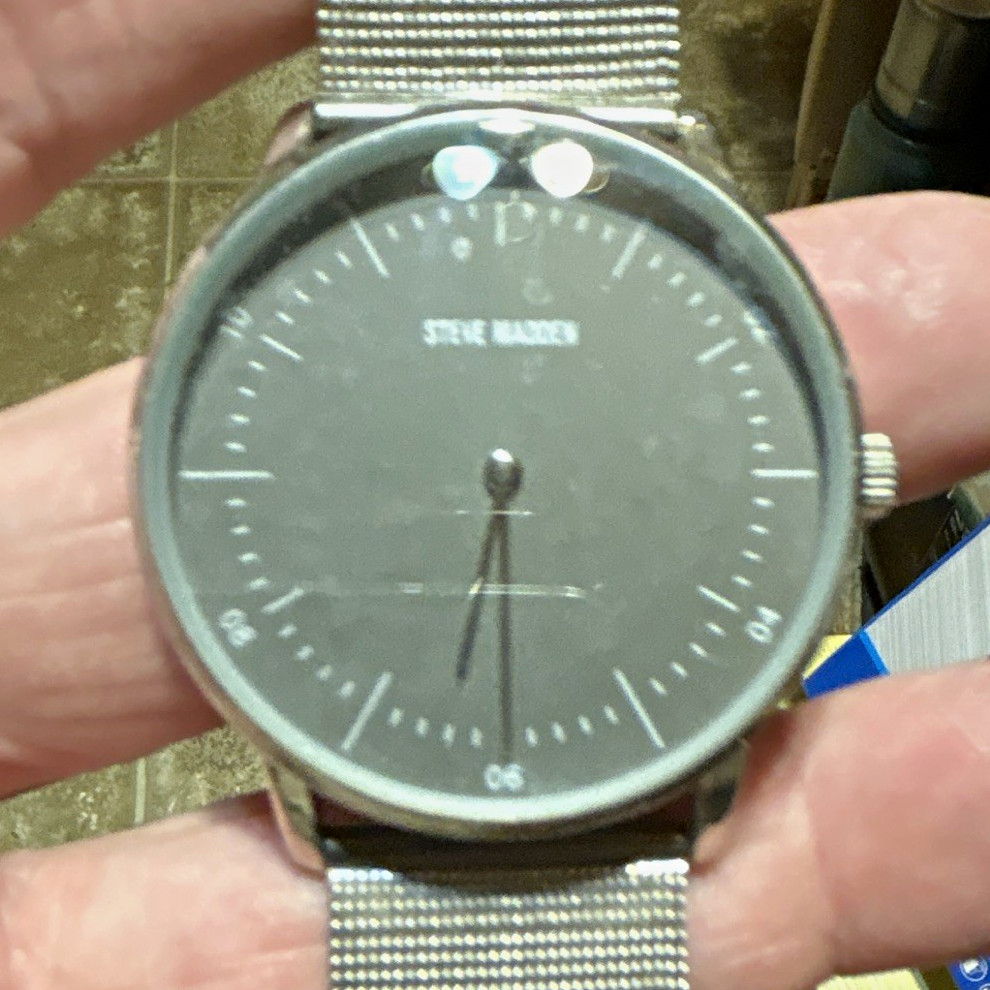 Steve Madden SMW481 Quartz Analog Black Dial Silver SS Mesh Band Wristwatch