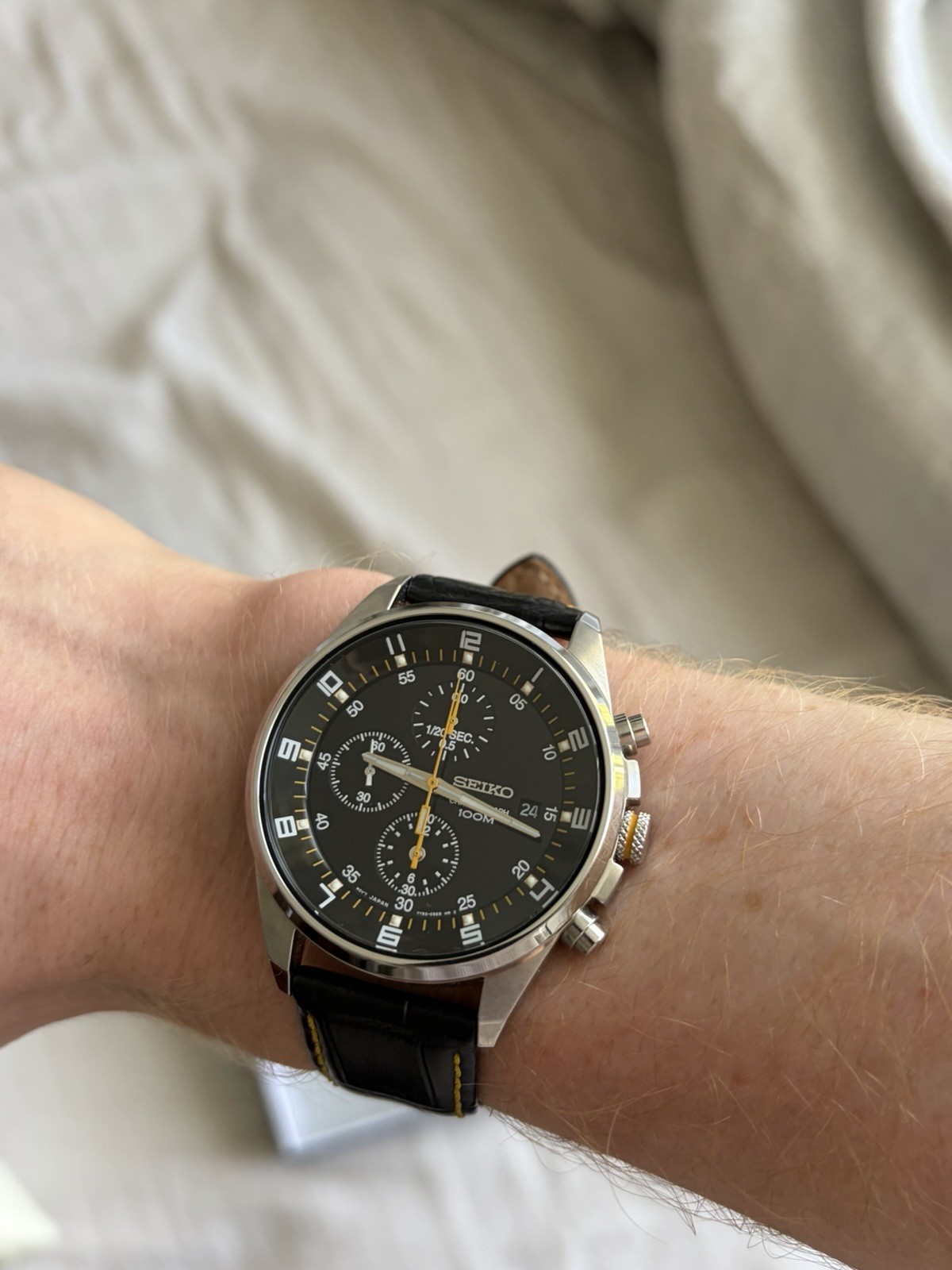 Seiko Quartz Chronograph 7T92-0MF0 41mm Black Dial