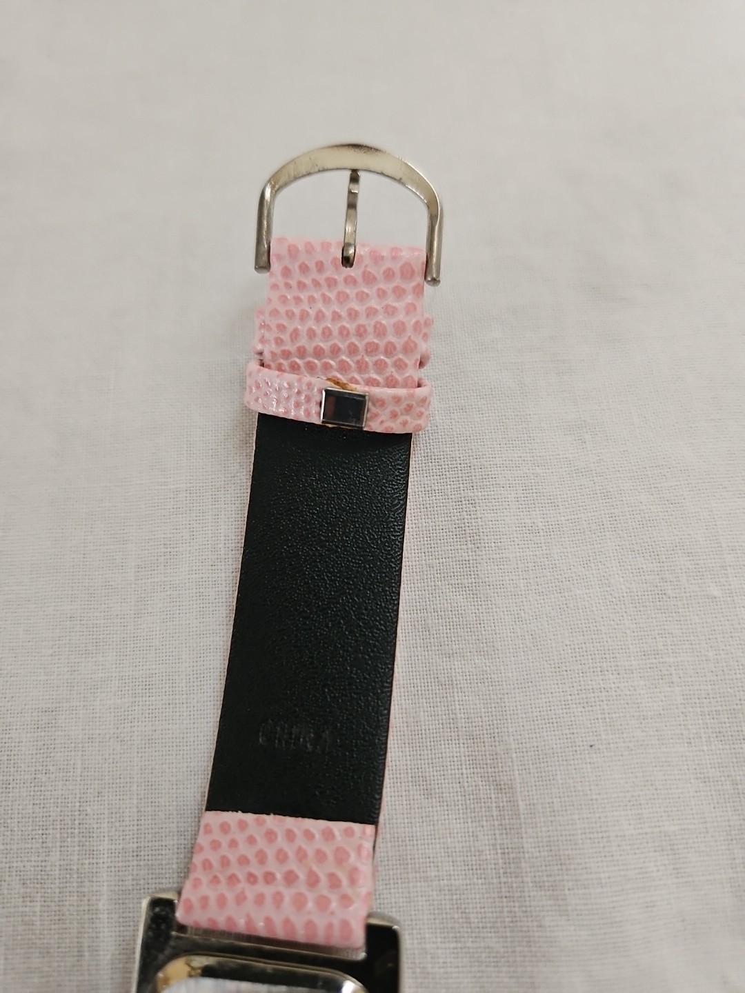 Breast Cancer Awareness Watch Pink Pebble Band Rectangular Face New Battery