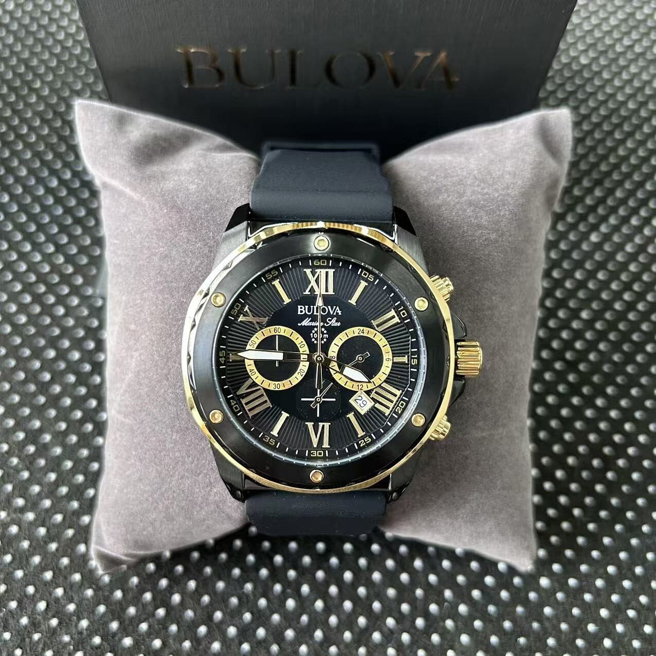 Bulova Marine Star 98B278 Men’s Quartz Chronograph Watch Black Dial 44MM 98B278