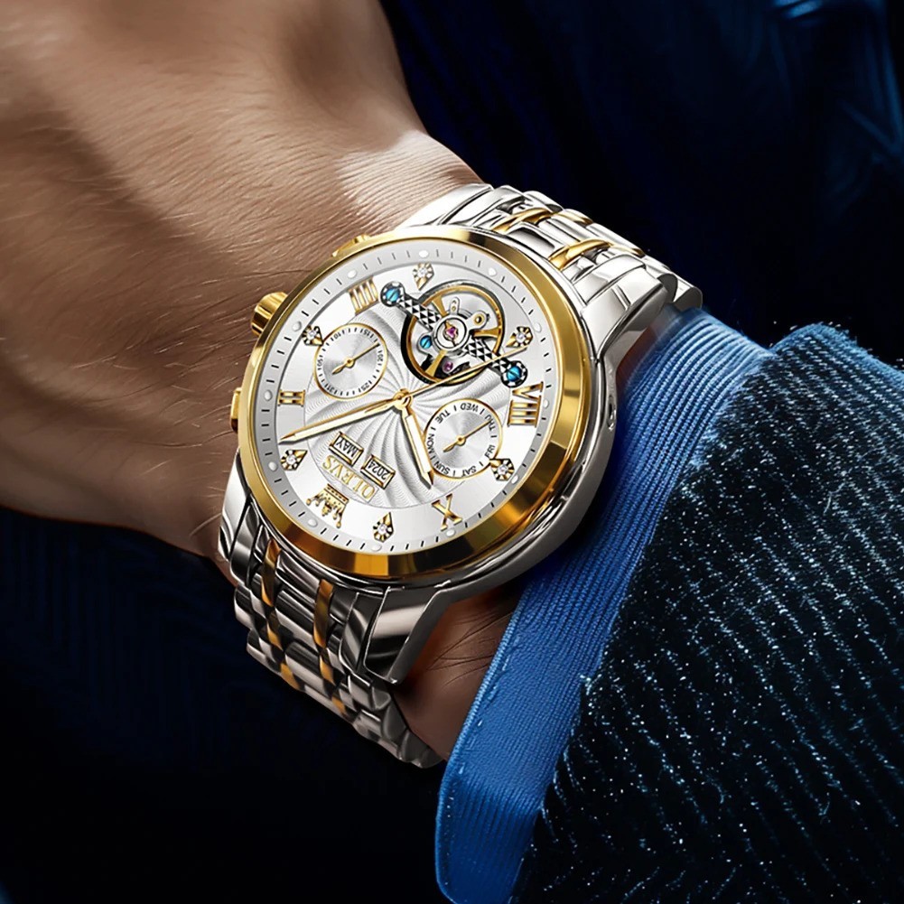 Automatic Mechanical Watch Waterproof Luxury Dial Strap Men Men’s