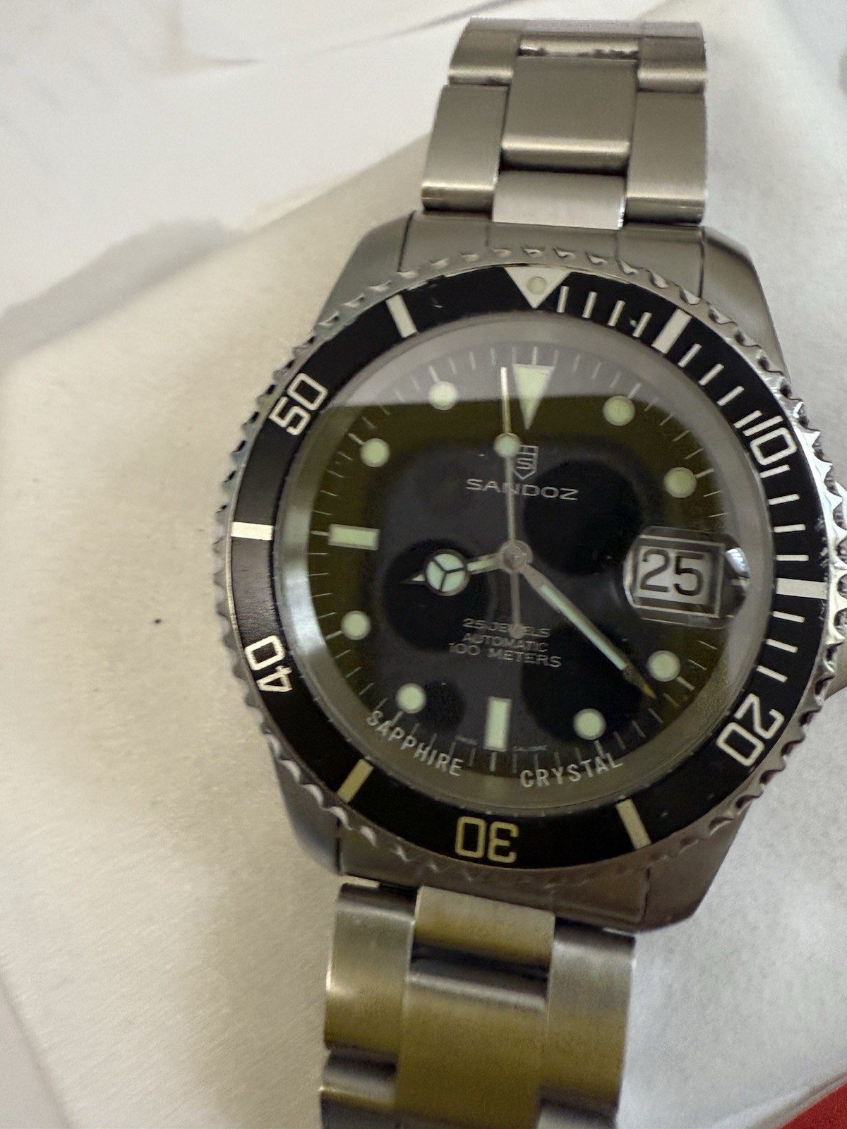 Sandoz Mechanical Automatic Divers Watch With Box And Papers! EXCELLENT