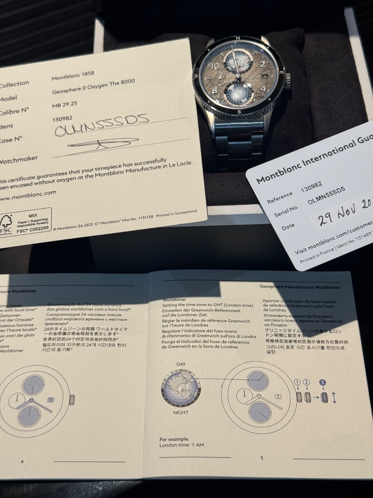 Montblanc 1858 Geosphere 0 Oxygen 8000 Titanium 42mm Full Set Box & Papers Mint