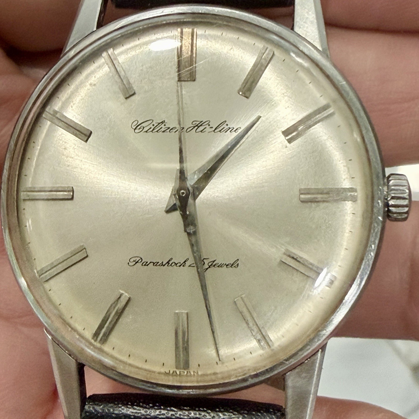 Vintage 1960s Citizen Hi Line Manual Winding Men’s 36mm Watch 25 Jewels RUNS!