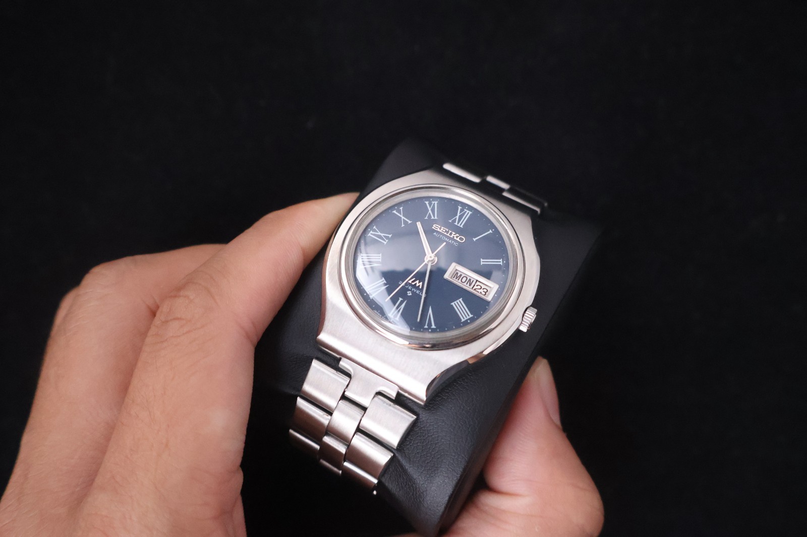 [Serviced] Rare Vintage 1971 Seiko Lord Matic LM Blue Roman 23 Jewels 5606-7120