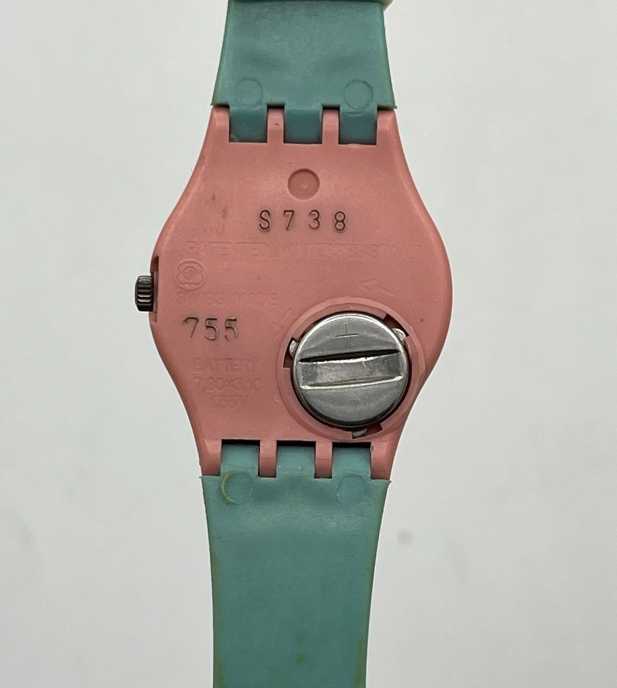 Vtg 1987 Original Swatch Watch LP103 Blue Cassata & Pink Guard Ladies Not Tested