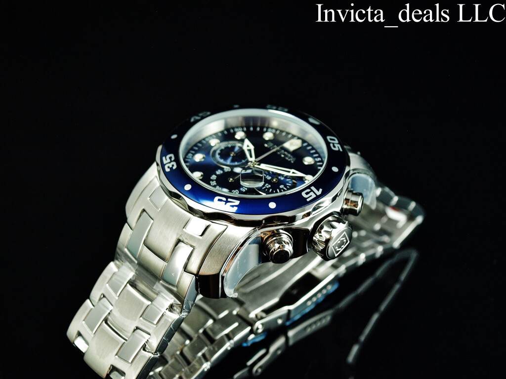Invicta Men’s 48mm Pro Diver SCUBA Chronograph BLUE DIAL Silver Tone 200M Watch